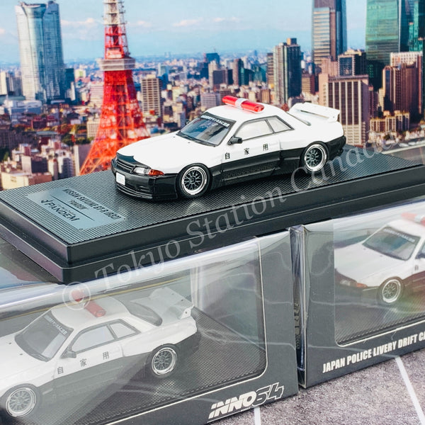 INNO64 1/64 NISSAN SKYLINE GT-R (R32) "PANDEM ROCKET BUNNY"  Japan Police Livery Drift Car IN64-R32P-JPDC