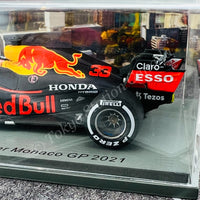 Spark Model 1/43 RED BULL RACING HONDA RB16B NO.33 RED BULL RACING WINNER MONACO GP 2021 MAX VERSTAPPEN WITH NO.1 BOARD S7676