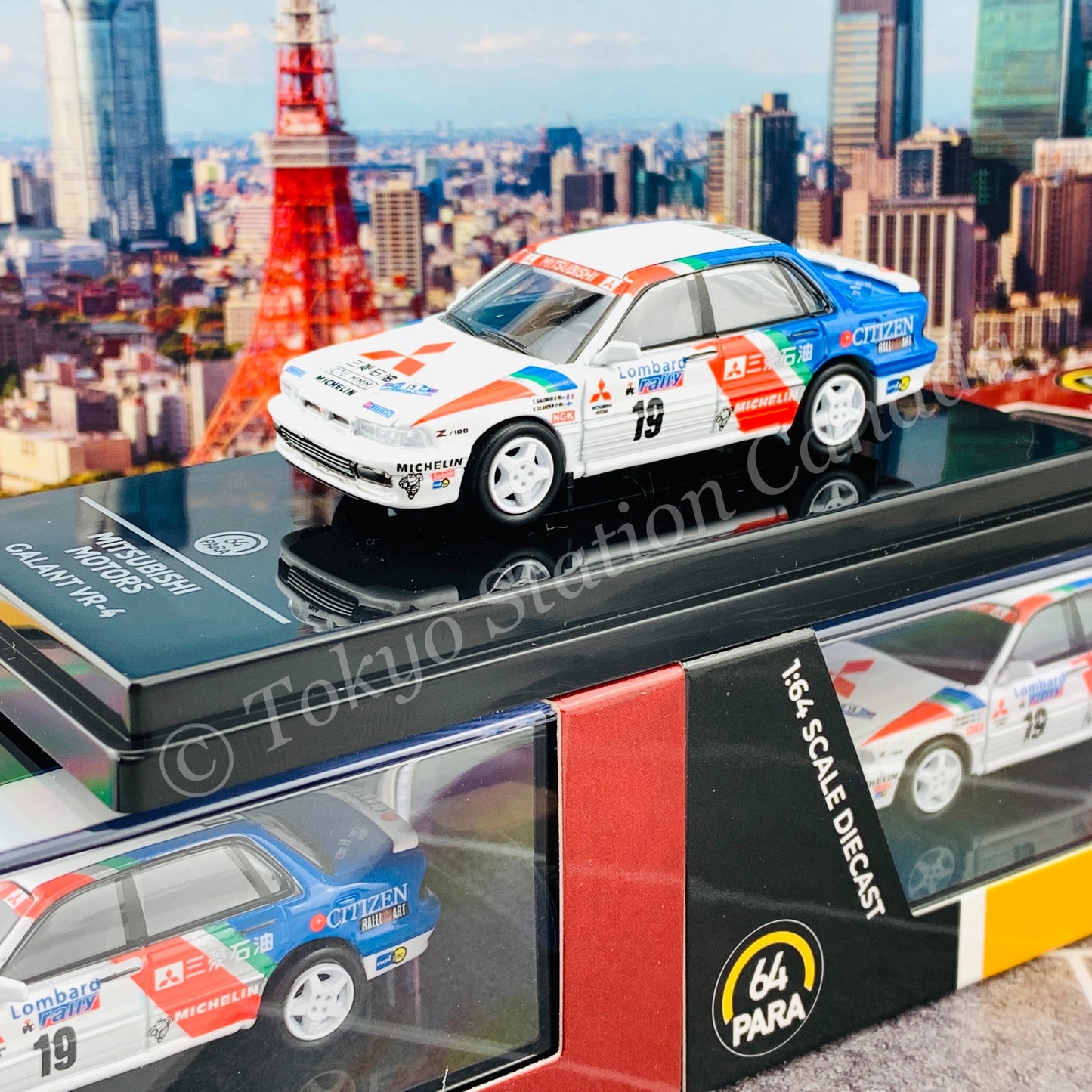 PARA64 1/64 Mitsubishi Galant VR4 1989 RAC LOMBARD RALLY #19 LHD PA-55104