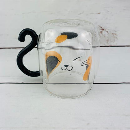 Heat Resistant Double Glass Mug みけ猫くん 13594