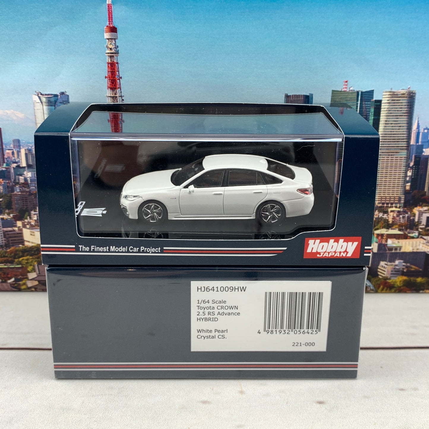 HOBBY JAPAN 1/64 Toyota CROWN 2.5L RS Advance HYBRID White Pearl HJ641009HW