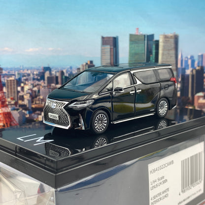 HOBBY JAPAN 1/64  LEXUS LM 300h HYBRID 4 SEATER BLACK with WHITE INTERIOR (LHD) HJ641022CAWB