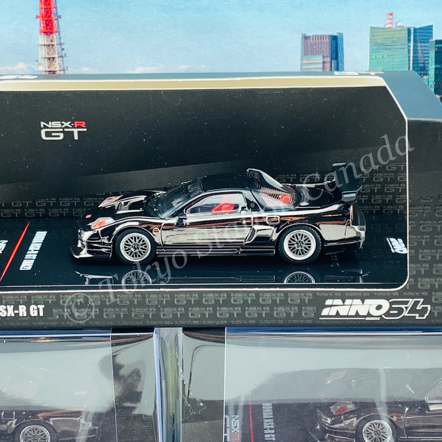 INNO64 1/64 HONDA NSX-R GT (NA2) Black Chrome W/ Extra Wheels IN64-NSXGT-BLACH