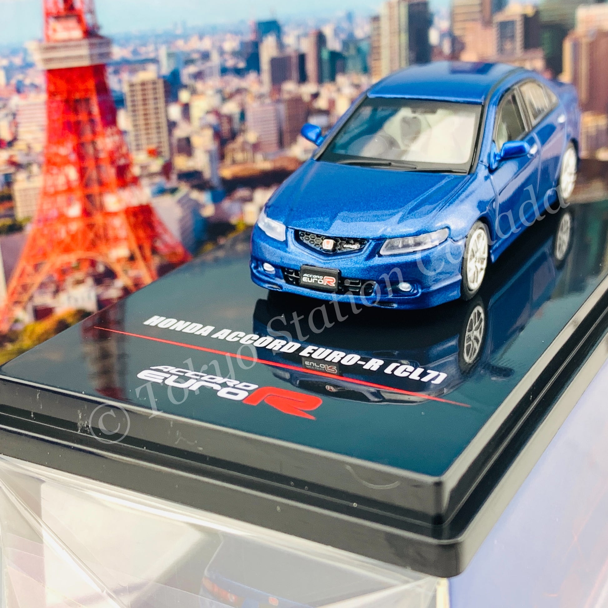 INNO64 1/64 HONDA ACCORD Euro-R (CL7) Artic Blue Pearl W/ Extra Wheels & Extra Water Decals IN64-CL7-BLU