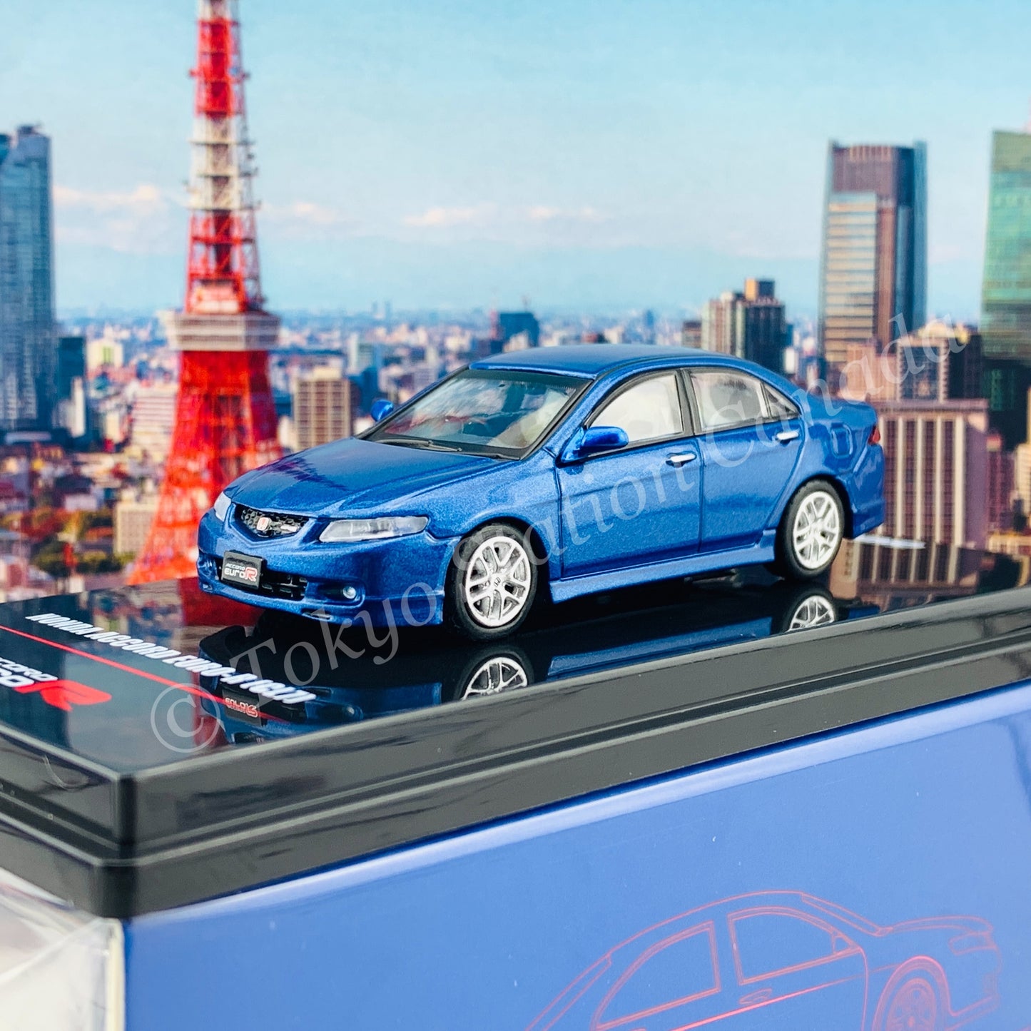 INNO64 1/64 HONDA ACCORD Euro-R (CL7) Artic Blue Pearl W/ Extra Wheels & Extra Water Decals IN64-CL7-BLU