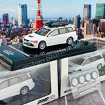 INNO64 1/64 MITSUBISHI LANCER EVOLUTION IX WAGON White Pearl With Roof Cargo  Box and Extra Wheels IN64-EVO9W-WHP