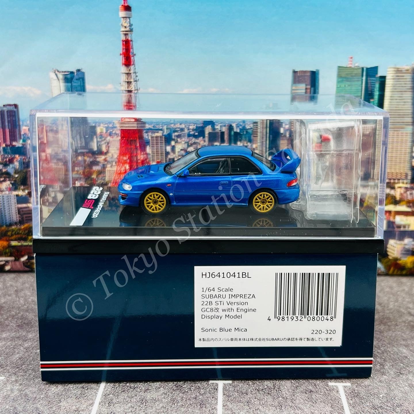 HOBBY JAPAN 1/64 SUBARU IMPREZA 22B STi Version (GC8改) Sonic Blue with Engine HJ641041BL