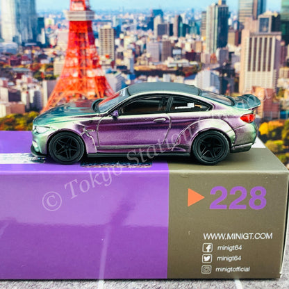 MINI GT 1/64 LB WORKS BMW M4  Purple Green Metallic LHD MGT00228-L