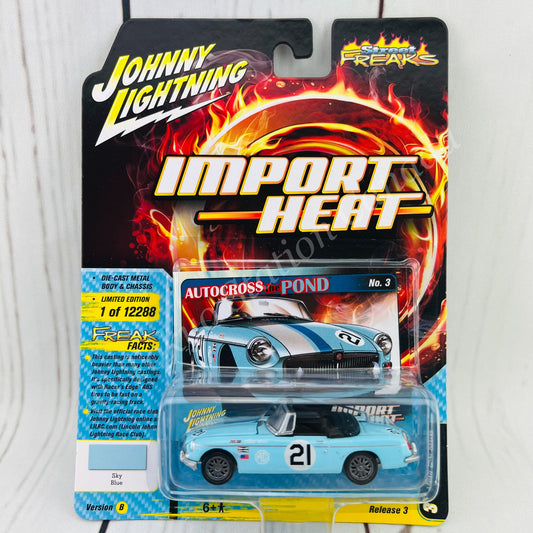 JOHNNY LIGHTNING 1/64 IMPORT HEAT 1963 MG MGB Sky Blue 849398049730
