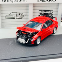 Peako64 1/64 Mitsubishi 2006 Lancer Evolution IX with 3D-Paper Car Park (RED) 63051