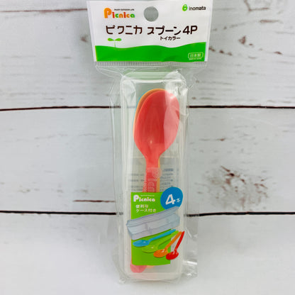 inomata Picnica plastic spoon 4pk with storage case