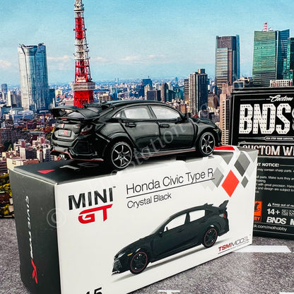 MINI GT 1/64 Honda Civic Type R (FK8) Crystal Black LHD with BNDS BC26404-GM wheels