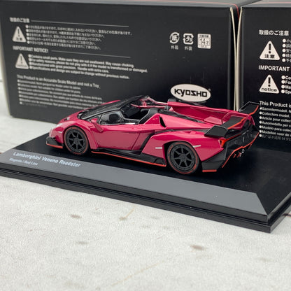 KYOSHO 1/64 Lamborghini Veneno Roadster Magenta/Red Line KS07040A3