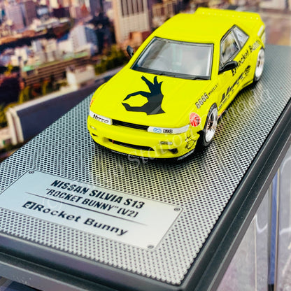 INNO64 1/64 NISSAN SILVIA S13 V2 PANDEM / ROCKET BUNNY  Light Yellow  IN64-S13V2-LIY