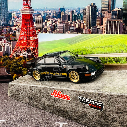 TARMAC WORKS x Schuco 1/64 Porsche 911 (964) Turbo Black T64S-009-BLK