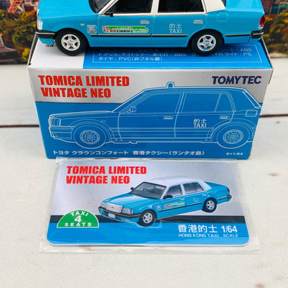 Tomytec Tomica Limited Vintage Neo 1/64 TOYOTA CROWN COMFORT HK TAXI LANTAU BLUE Hong Kong Exclusive