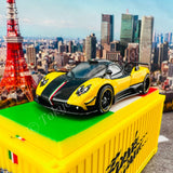 TARMAC WORKS 1/64 GLOBAL64 Pagani Zonda Cinque Giallo Limone with Container Special Edition T64G-TL021-YL