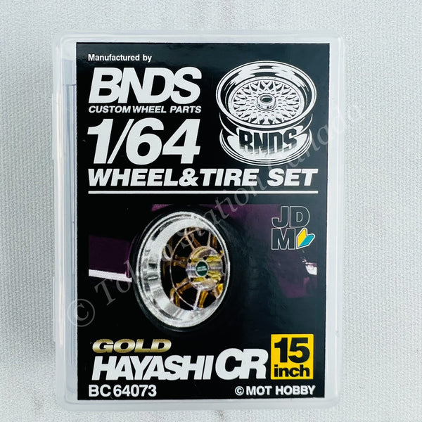 BNDS 1/64 Alloy Wheel & Tire Set HAYASHI CR GOLD BC64073