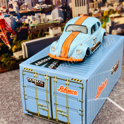 Tarmac Works x Schuco COLLAB64 1/64 Volkswagen Beetle  Blue/Orange Low Ride Height T64S-006-GF