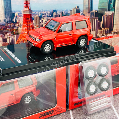 INNO64 1/64 MITSUBISHI PAJERO EVOLUTION Red With Extra Wheels IN64-EVOP-RED