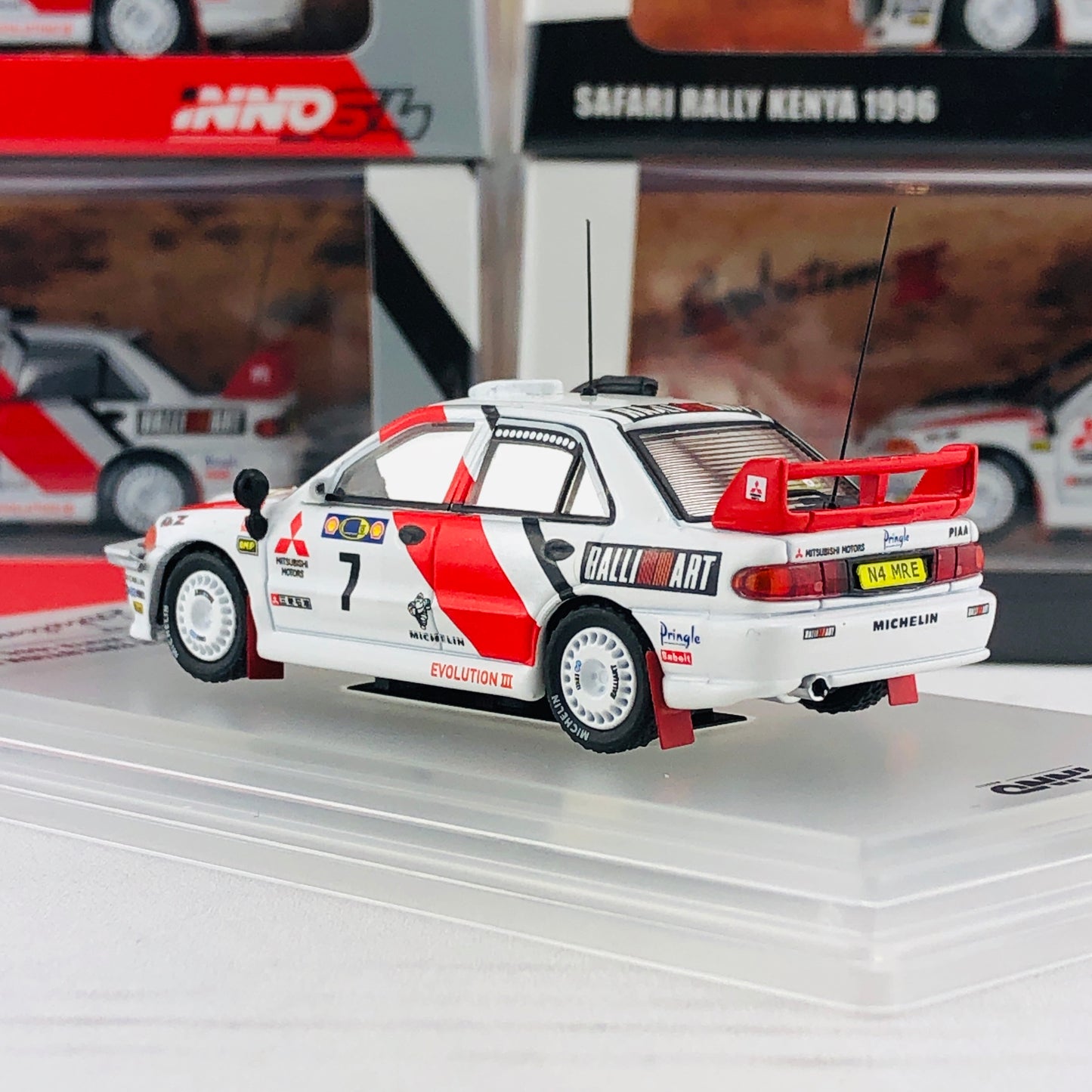INNO64 Mitsubishi Lancer Evolution III #7 Safari Rally Kenya 1996 IN64-EVO3-96SA7