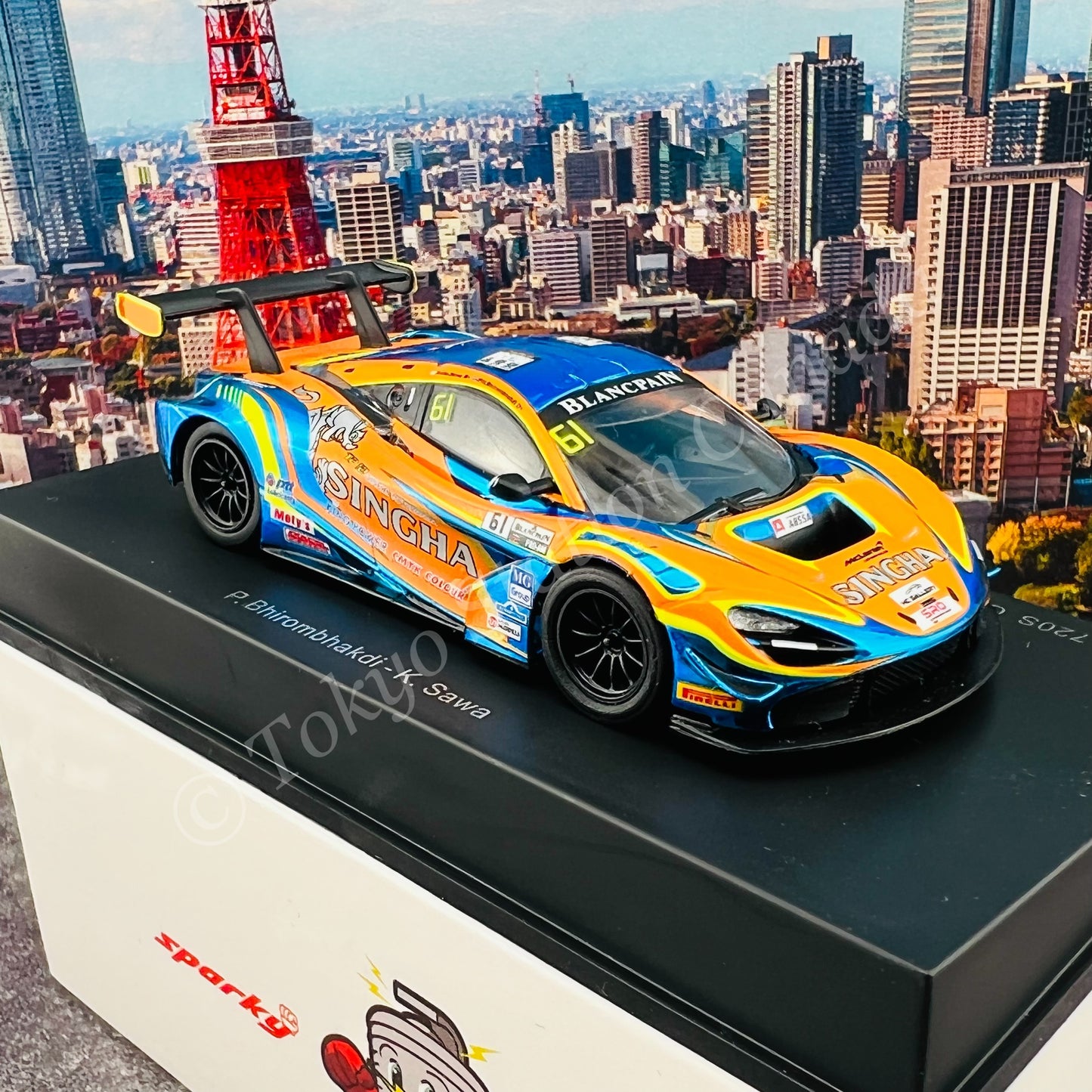 Sparky 1/64 MCLAREN 720S GT3 NO.61 ABSSA MOTORSPORT BLANCPAIN GT WORLD CHALLENGE ASIA 2019 P. BHIROMBHAKDI - K. SAWA Y164