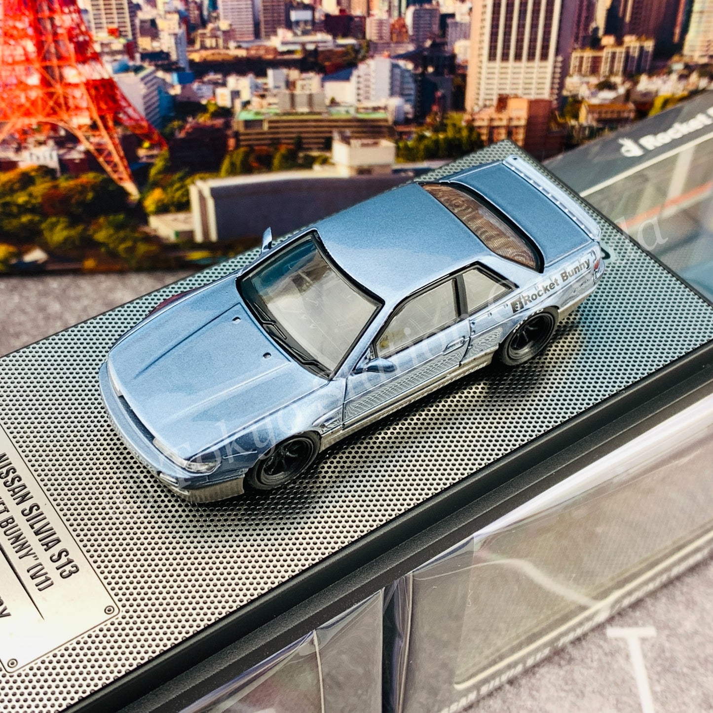 INNO64 1/64 NISSAN SILVIA S13 PANDEM ROCKET BUNNY V1  Two-Tones Blue/Grey Metallic IN64-S13V1-2TBG
