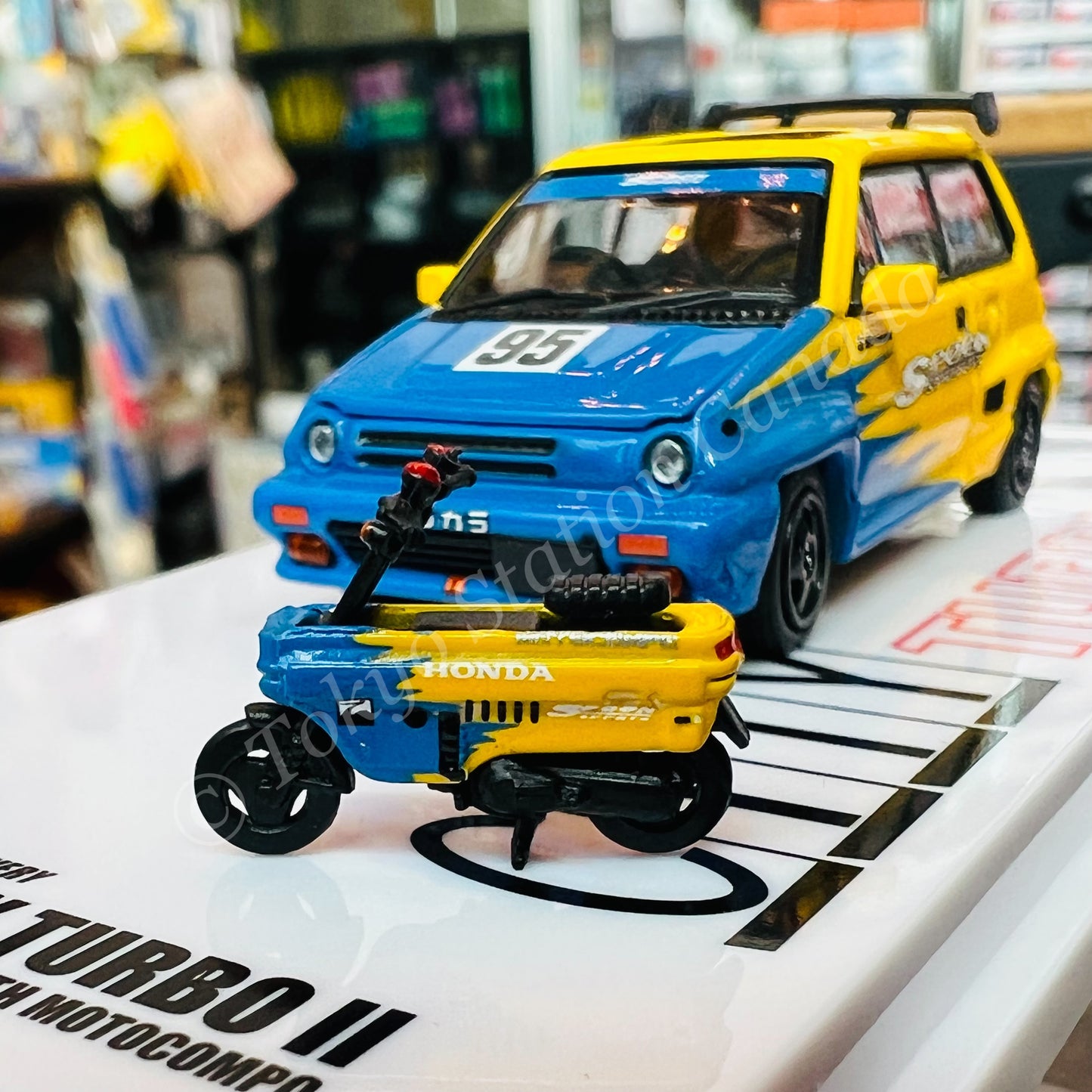INNO64 1/64 HONDA CITY TURBO II "SPOON SPORTS" Custom Livery  With MOTOCOMPO IN64-CITYII-SP