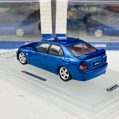 NNO64 1/64 Toyota Altezza RS200 Z-Edition with extra wheels set and carbon hood water slide decals IN64-RS200-BLU