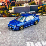 BM CREATIONS JUNIOR 1/64 Subaru Impreza WRX STi 2001 BLUE LHD with Extra Wheel Set and Lowering Parts 64B0079