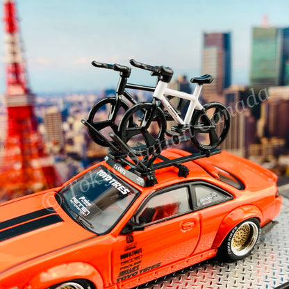 INNO64 1/64 NISSAN SILVIA S14 Rocket Bunny Boss Aero With Roof Rack and Bicycles IN64-S14B-SEMA15