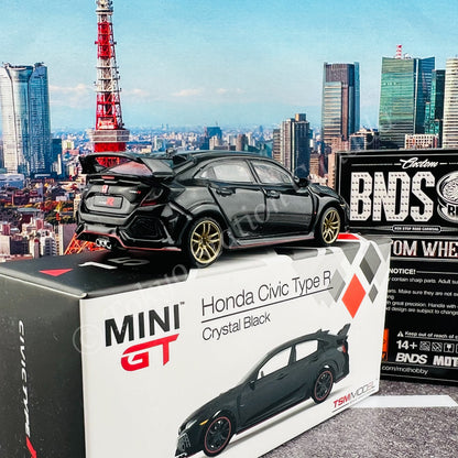 MINI GT 1/64 Honda Civic Type R (FK8) Crystal Black LHD with BNDS BC26405-RB wheels