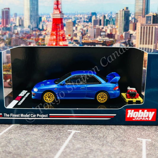 HOBBY JAPAN 1/64 SUBARU IMPREZA 22B STi Version (GC8改) Sonic Blue with Engine HJ641041BL