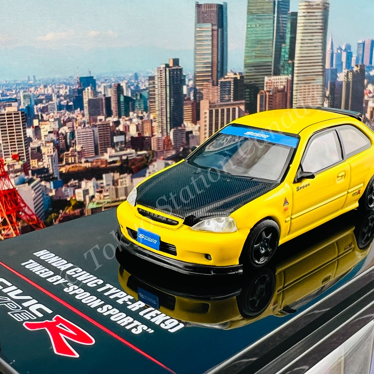 INNO64 1/64 HONDA CIVIC Type-R EK9 Yellow Tuned by Spoon Sports IN64-EK9-YLSP