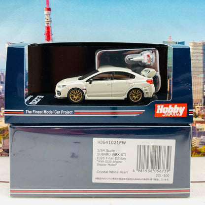 HOBBY JAPAN 1/64  SUBARU WRX STI EJ20 Final Edition with EJ20 Engine Display Model White Pearl HJ641021FW
