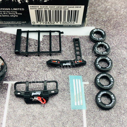 BM CREATIONS JUNIOR 1/64 Suzuki Jimny SIERRA JB74 with Accessory Pack Matt Grey LHD 64B0035