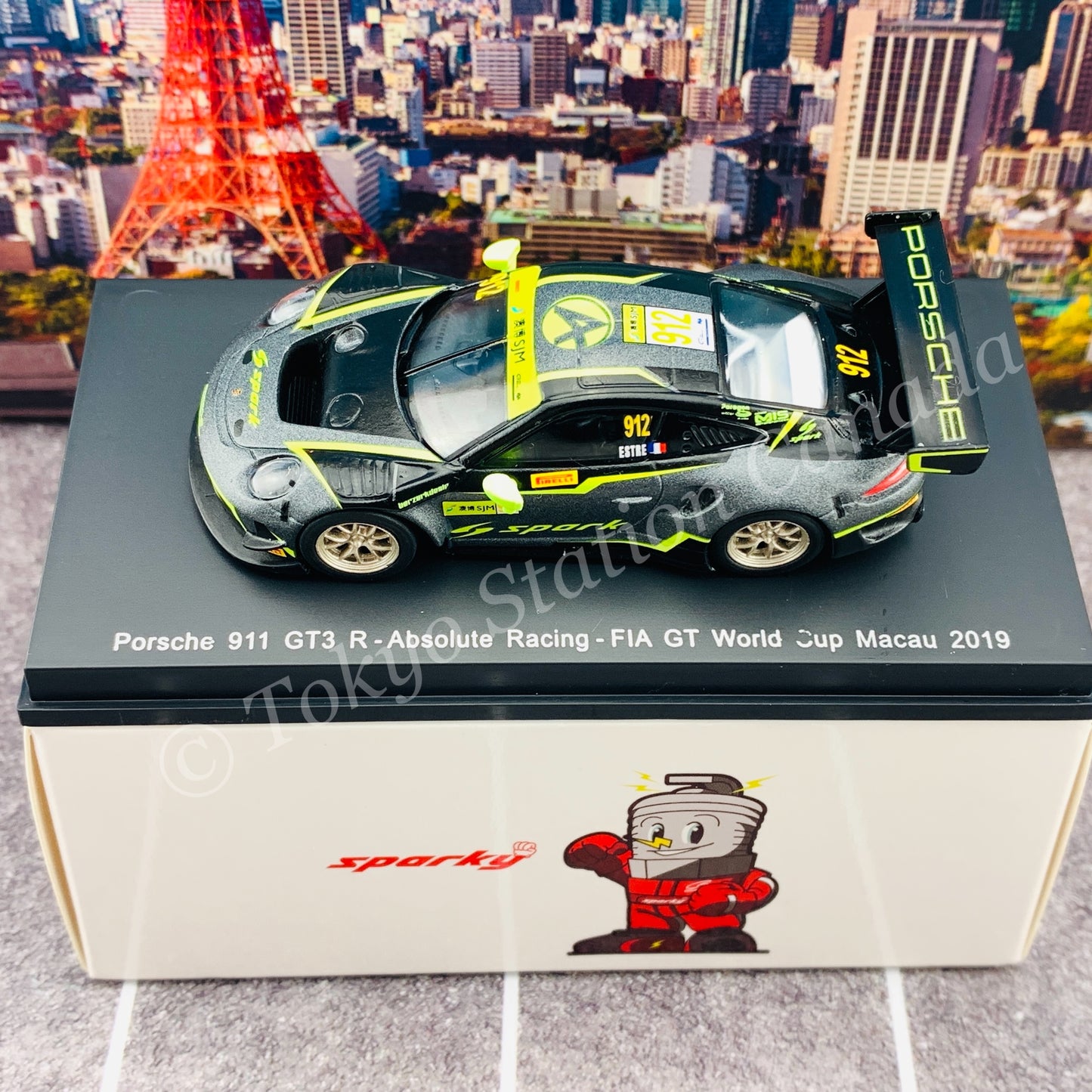 Sparky 1/64 PORSCHE 911 GT3 R NO.912 ABSOLUTE RACING FIA GT WORLD CUP MACAU 2019 KÉVIN ESTRE Y171