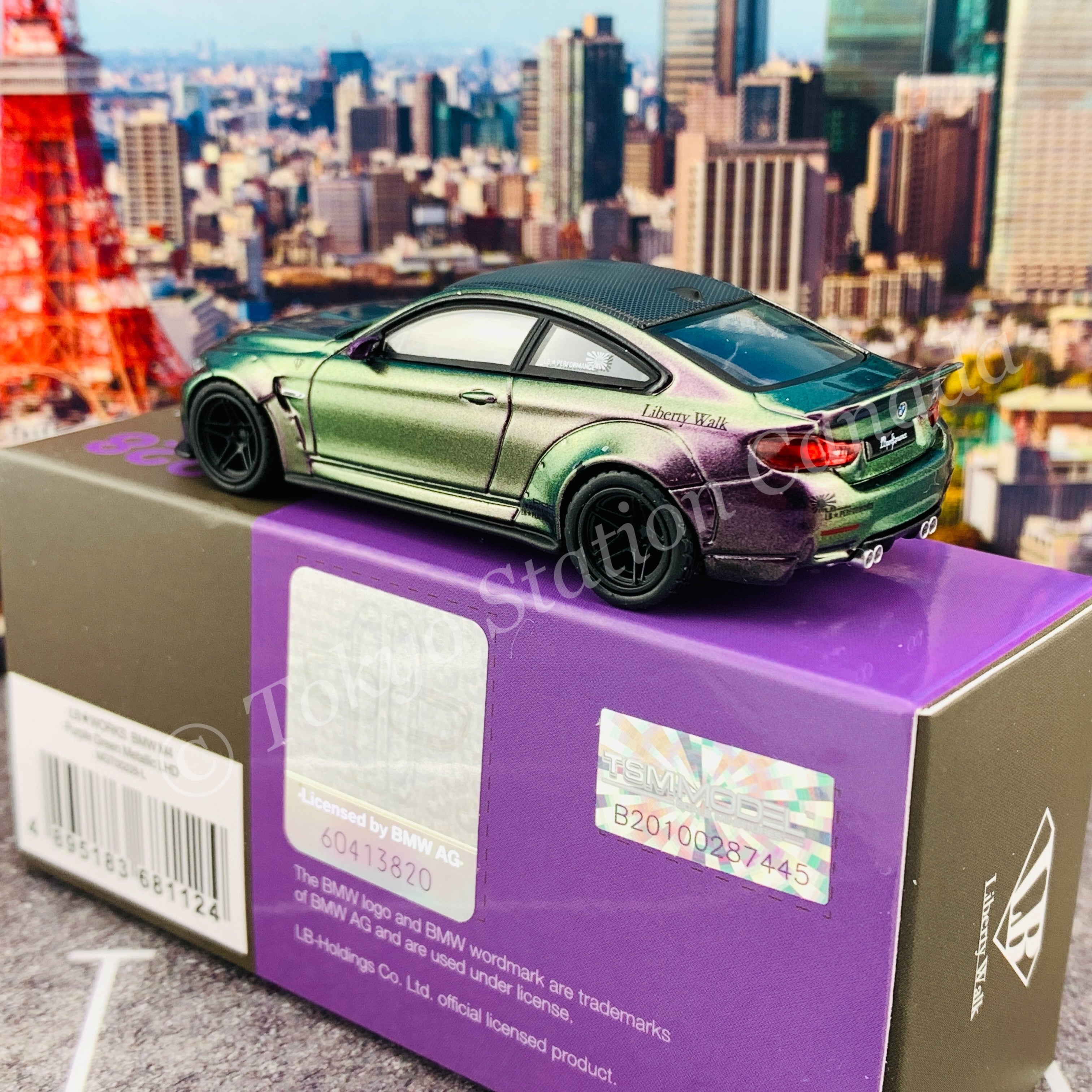 MINI GT 1/64 LB WORKS BMW M4 Purple Green Metallic LHD MGT00228-L