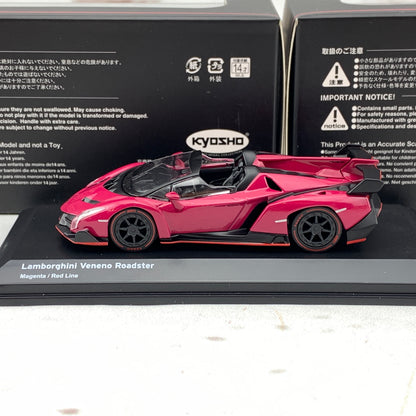 KYOSHO 1/64 Lamborghini Veneno Roadster Magenta/Red Line KS07040A3