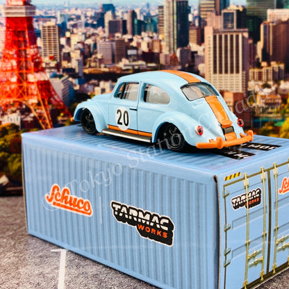 Tarmac Works x Schuco COLLAB64 1/64 Volkswagen Beetle  Blue/Orange Low Ride Height T64S-006-GF
