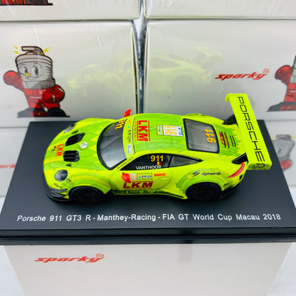 Sparky 1/64 PORSCHE 911 GT3 R NO.911 MANTHEY-RACING FIA GT WORLD CUP MACAU 2018 LAURENS VANTHOOR Y127