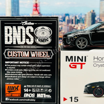 MINI GT 1/64 Honda Civic Type R (FK8) Crystal Black LHD with BNDS BC26401-GM wheels