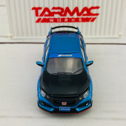 Tarmac Works 1/64 Honda Civic Type R FK8 Brilliant Blue with Black Bonnet and Container T64-014-BLE