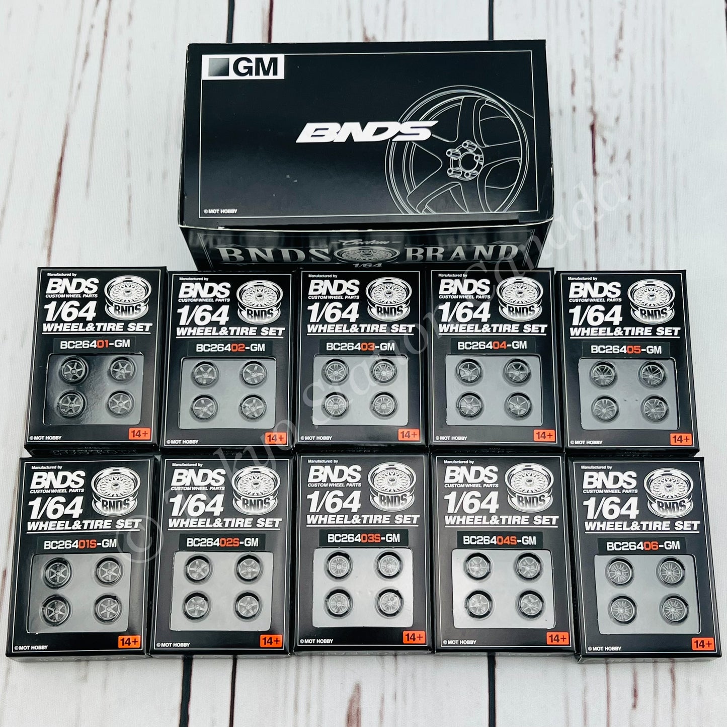 BNDS 1/64 ABS Wheel & Tire Set of 10 (GM) GUN METAL