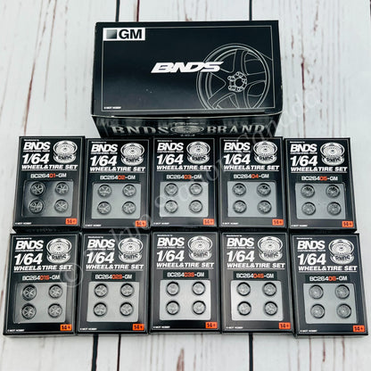 BNDS 1/64 ABS Wheel & Tire Set of 10 (GM) GUN METAL