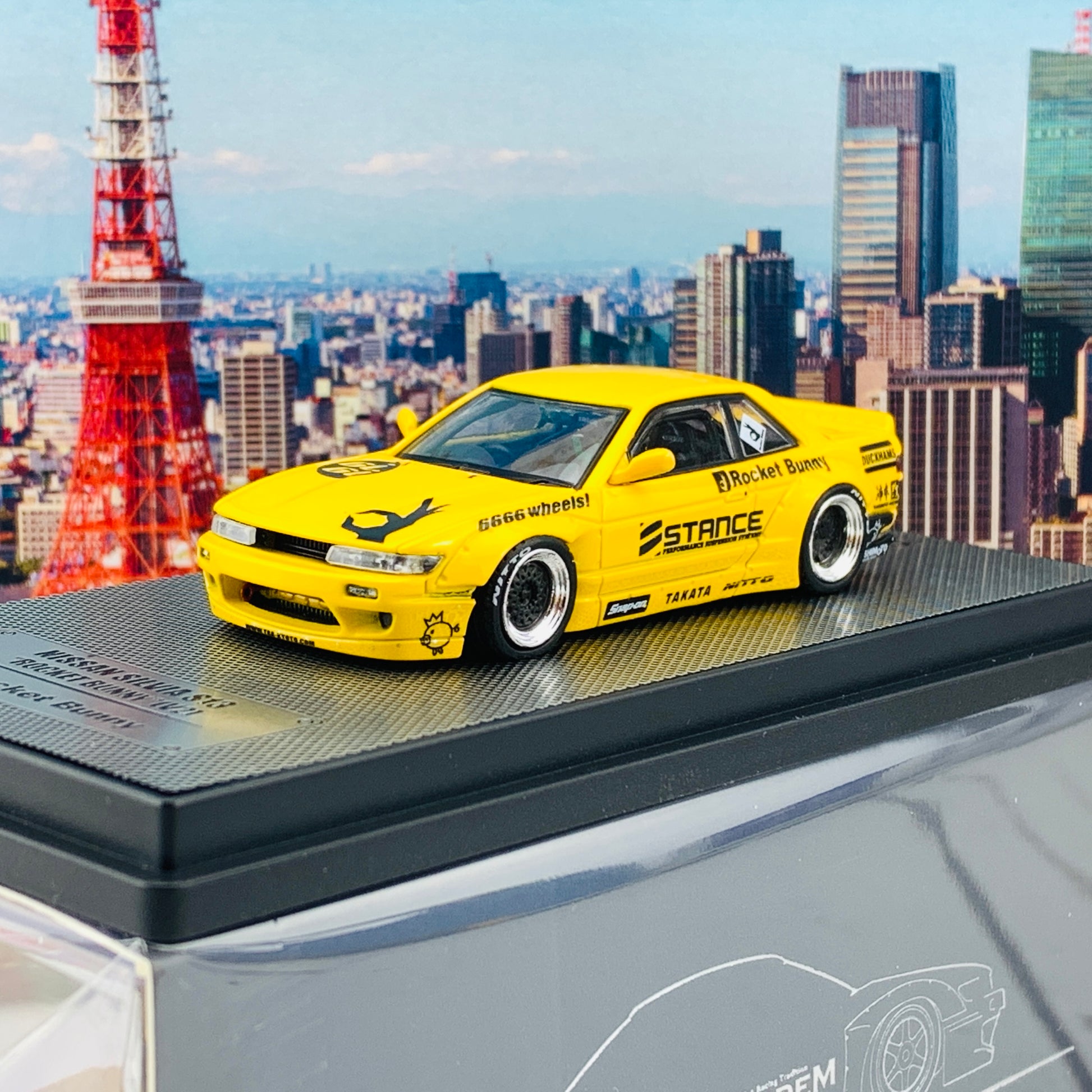 INNO64 1/64 NISSAN SILVIA S13 ROCKET BUNNY V2 Yellow IN64-S13V2-YL
