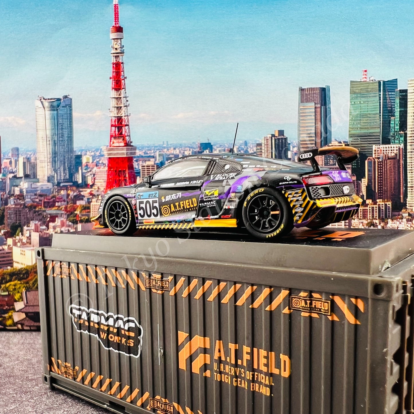 TARMAC WORKS 1/64 COLLAB64 Audi R8 LMS GT4  Super Taikyu STZ 2020 Nishimura / Okamoto / Tagahara / Fujiwara with Container T64-070-EVA20