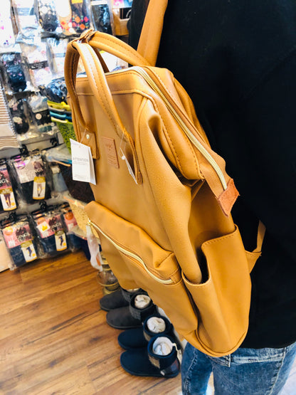 anello® Japan Synthetic Leather Mouthpiece Backpack - Brown AT-B1211