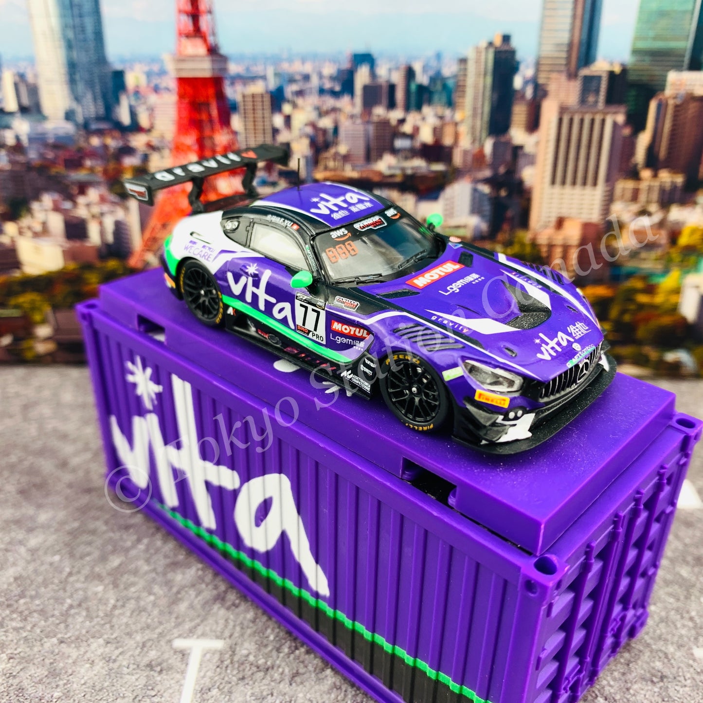 Tarmac Works 1/64 COLLAB64 Mercedes-AMG GT3 GT World Challenge Asia ESPORTS Championship 2020 Frank Yu (With Container) T64-008-WATER