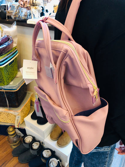 anello® Japan Synthetic Leather Mouthpiece Backpack - Lavender AT-B1211